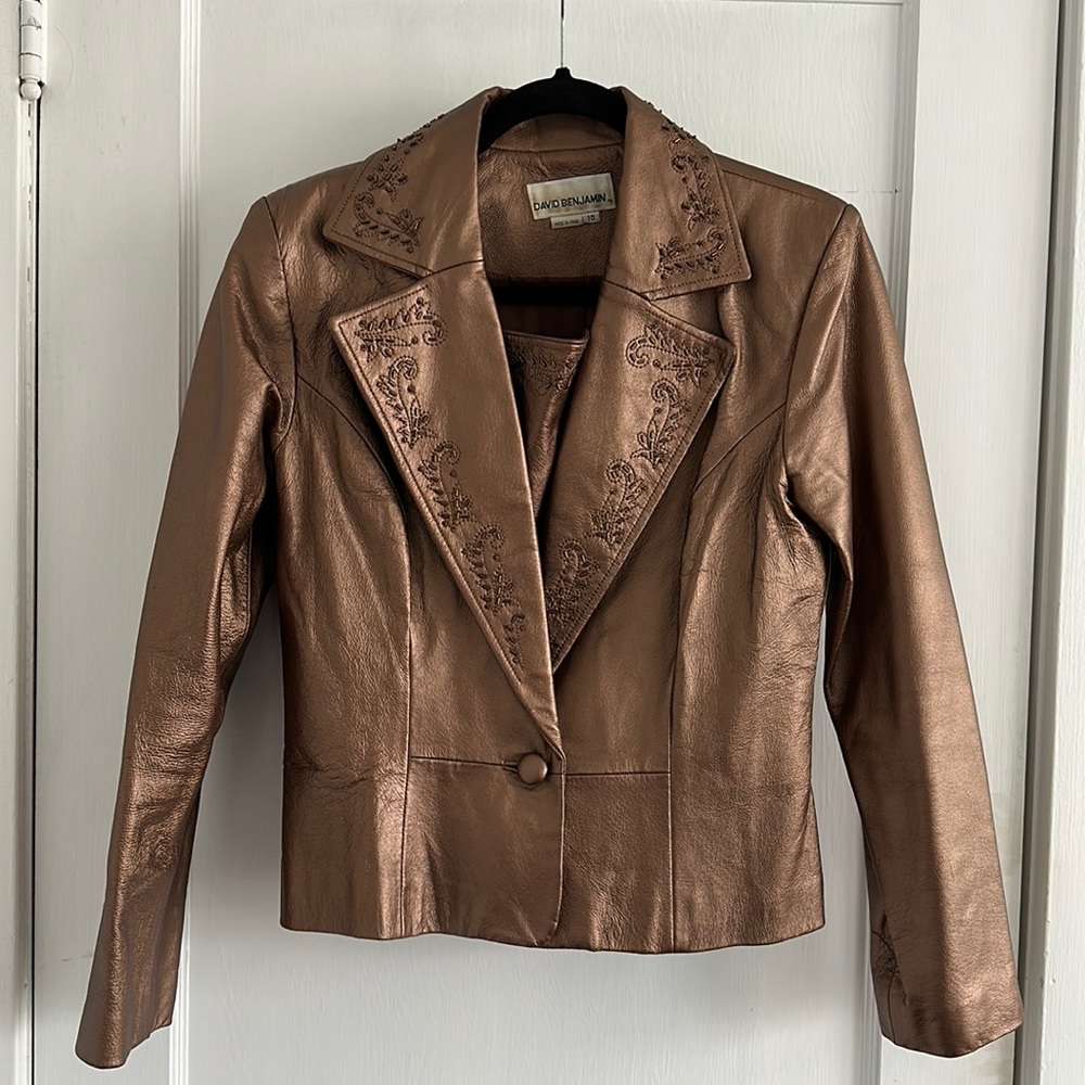 Vintage 100% Leather Jacket & Tube Top Set